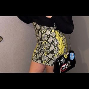 Snake print high waisted skirt